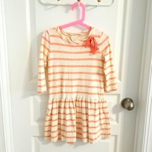 Crewcuts jcrew kids girl dress with peach stripes in size 7.